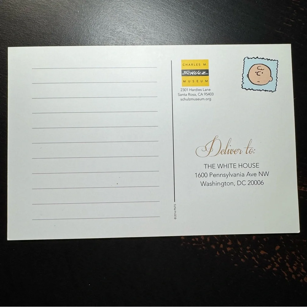 Charles M. Schulz Museum Orange Charlie Brown‎ and Lucy Postcard 4x6 Unstamped